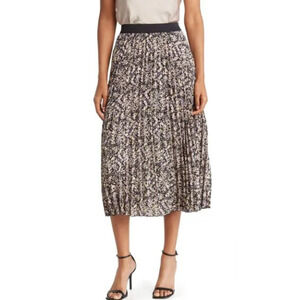 Vince Camuto Women's Pleated Midi Skirt Black with Floral Pattern Size L